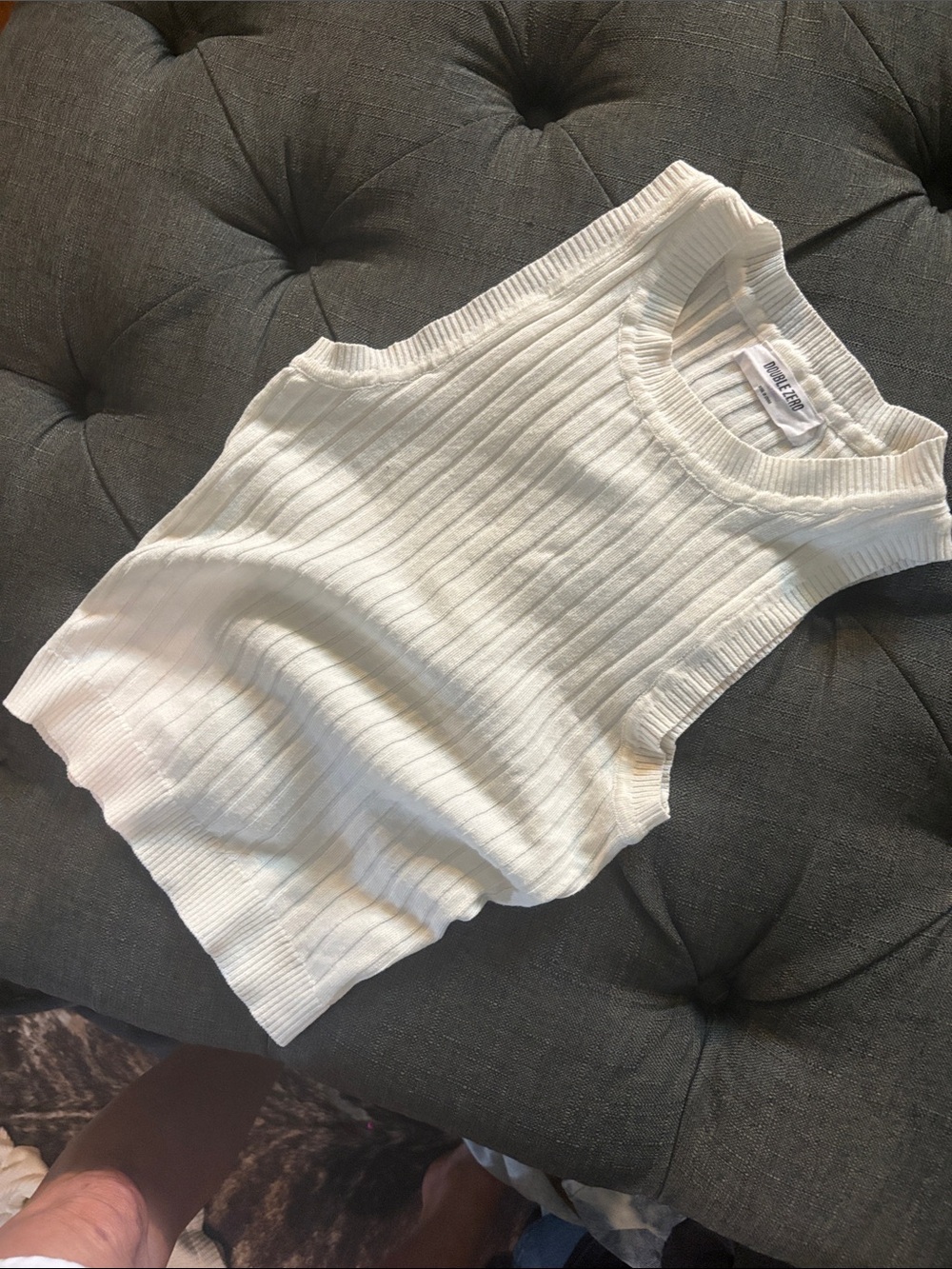 Double Zero Cream Ribbed Sleeveless Tank - Picture 2 of 4